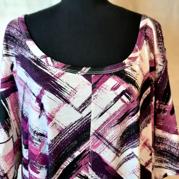 ZIM & ZOE WOMEN'S PLUS‎ 30/32 TUNIC TOP SHORT SLEEVE NEW RUFFLE HEM CASUAL PARTY - Picture 4 of 10